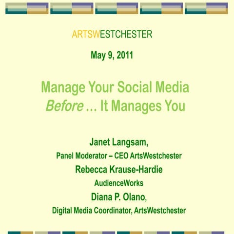 ArtsWestchester Managing Social Media