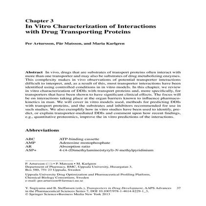 Artursson, Matsson, and Karlgren study in vitro models used for predicting DD...