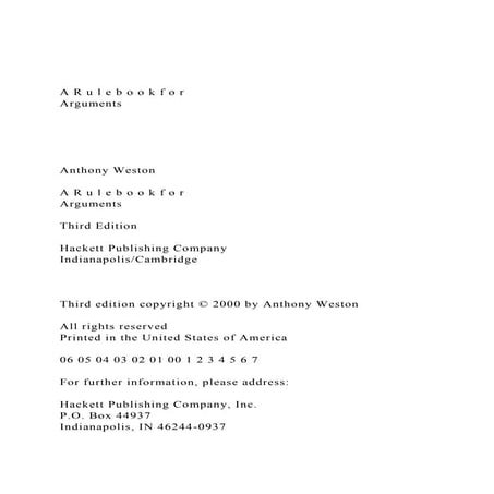 A R u l e b o o k f o r Arguments Anthony Weston.docx