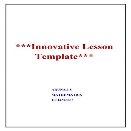 Innovative lesson plan