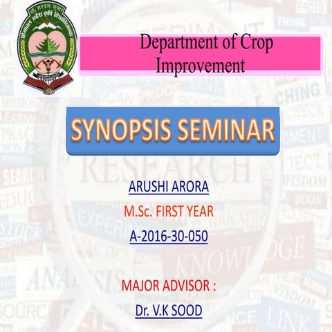 Msc. synopsis OAT Genetic diversity and molecular markers