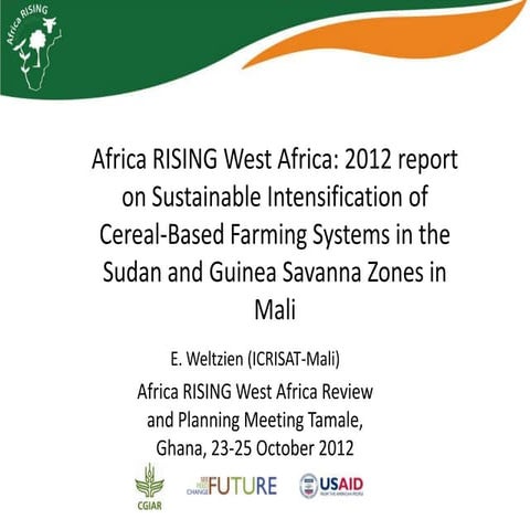 Africa RISING West Africa: 2012 report on sustainable intensification of cere...