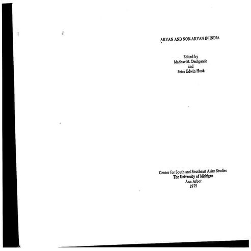 Aryan & Non Aryan In S Asia, M Deshpande And Cook