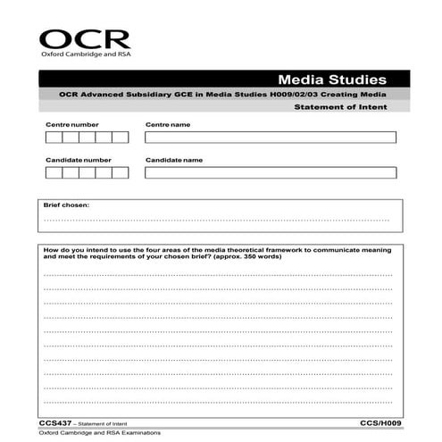 As Level media - Statement of Intent 2019