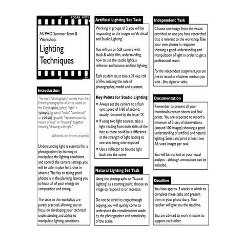 AS PHO Lighting Workshop Assignment