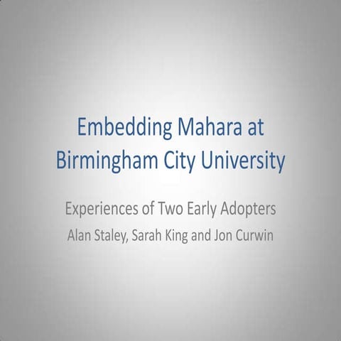 Embedding Mahara at Birmingham City University