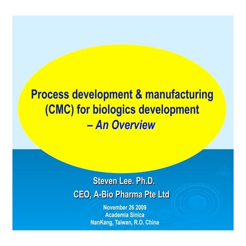 As process development and manufacturing (cmc) for biologics development-an o...