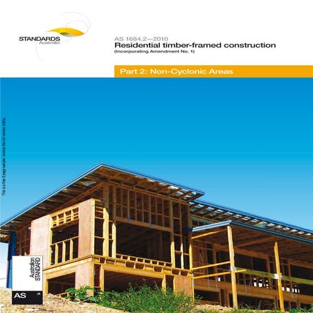 As 1684.2 2010 residential timber-framed construction non-cyclonic areas