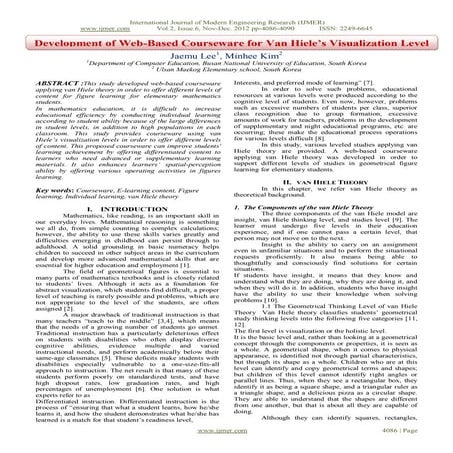 Development of Web-Based Courseware for Van Hiele’s Visualization Level