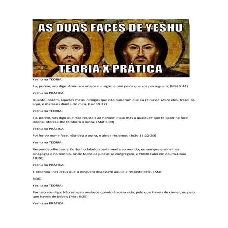 As 2 faces de yeshua