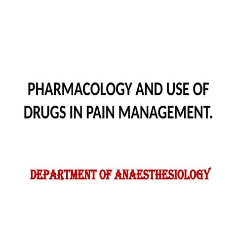 Comprehensive Pharmacology and Pain Management Strategies in ...