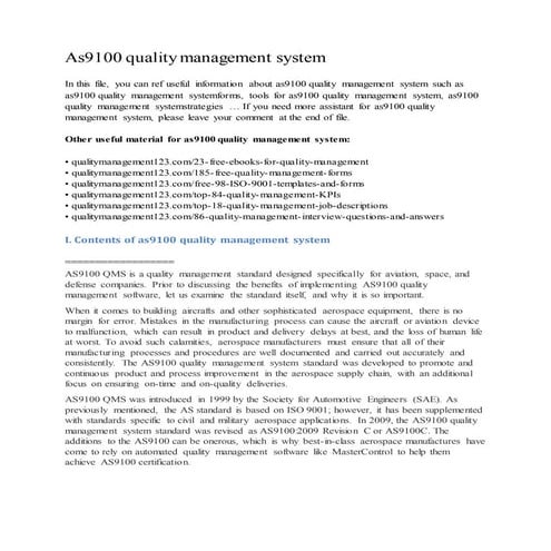 As9100 quality management system