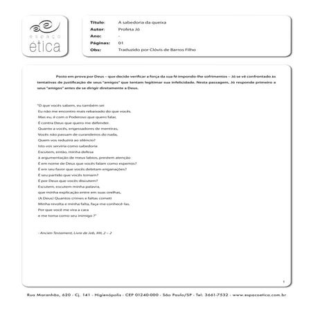 A sabedoria da queixa