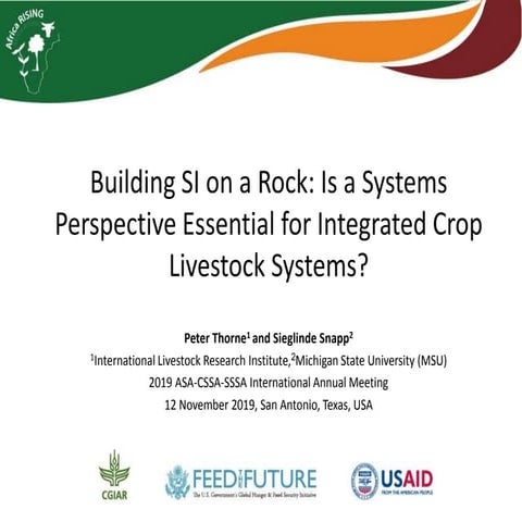 Building SI on a Rock: Is a systems perspective essential for integrated crop...