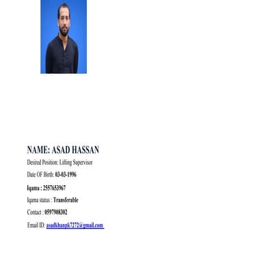 Asad LS CV.pdf Liftin supervisor or TUV Rigger level 1 | PDF