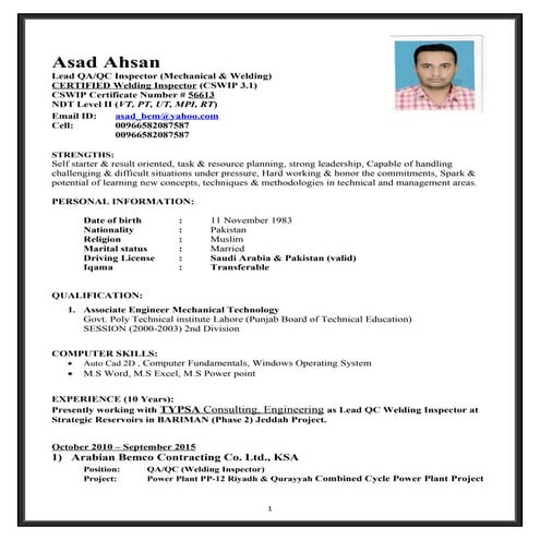 QA/QC Mechanical and Welding Inspector