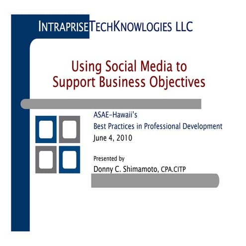 Using Social Media to Support Business Objectives