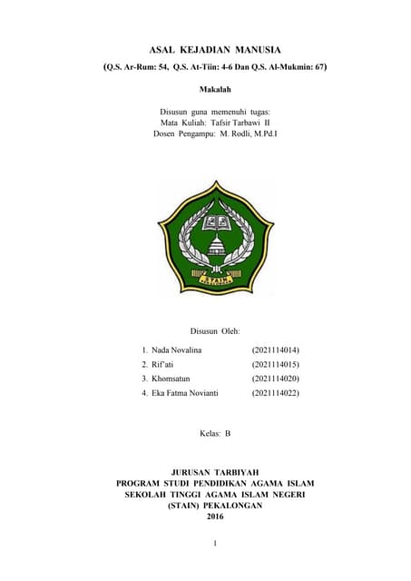 Asal Kejadian Manusia