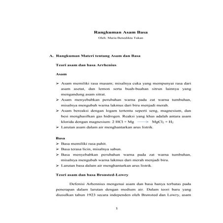 Rangkuman Asam Basa 