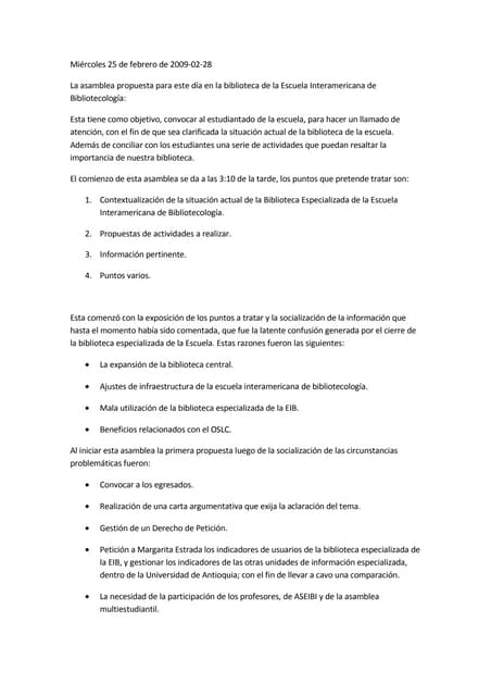 Asamblea MiéRcoles 25 De Febrero De 2009