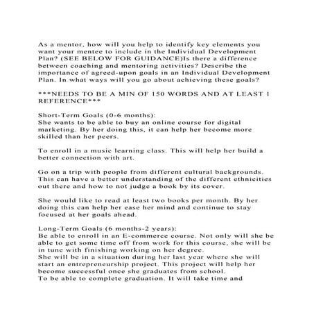 As a mentor, how will you help to identify key elements you want y.docx