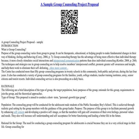 A Sample Group Counseling Project Proposal | PPT