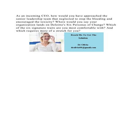 As an incoming CEO, how would you have approached the senior leaders.docx