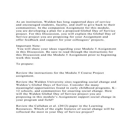 As an institution, Walden has long supported days of service and.docx