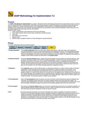 Asap methodology  1st phase- project preparation