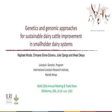 Genetics and genomic approaches for sustainable dairy cattle improvement in s...