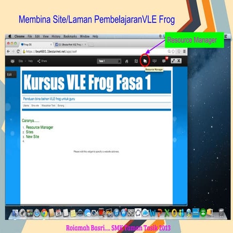 Asas bina site laman pembelajaran vle frog