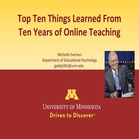 Top Ten Things Learned From Ten Years of Online Statistics Teaching (Michelle...