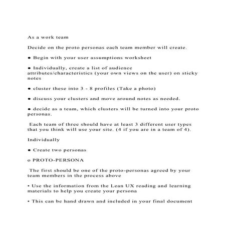 As a work teamDecide on the proto personas each team member .docx