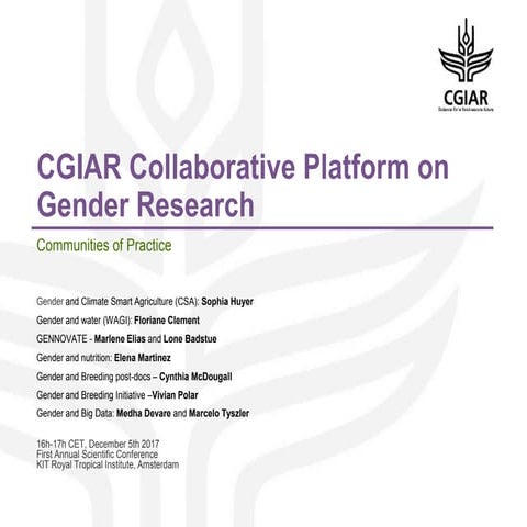 CGIAR Collaborative Platform on Gender Research - Communities of Practice
