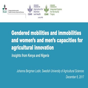 Gendered mobilities and immobilities and women's and men's capacities ...