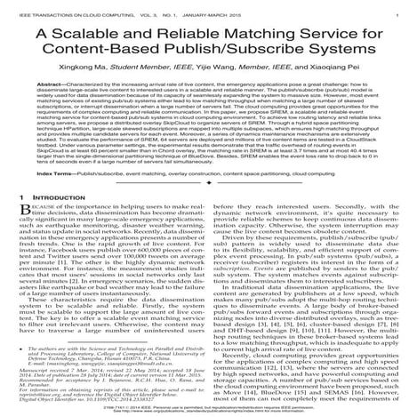 A scalable and reliable matching service for