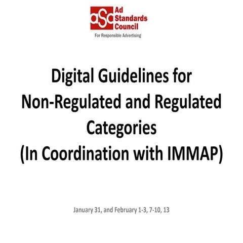 Ad Standards Council Digital Guidelines for Non-Regulated and Regulated Categ...