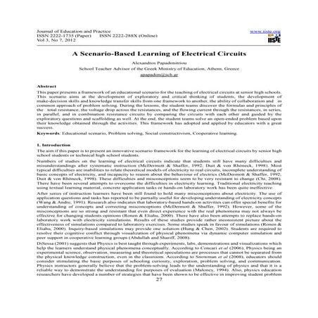 A scenario based learning of electrical circuits