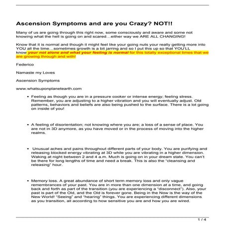 Ascension Symptoms and are you Crazy? NOT!!