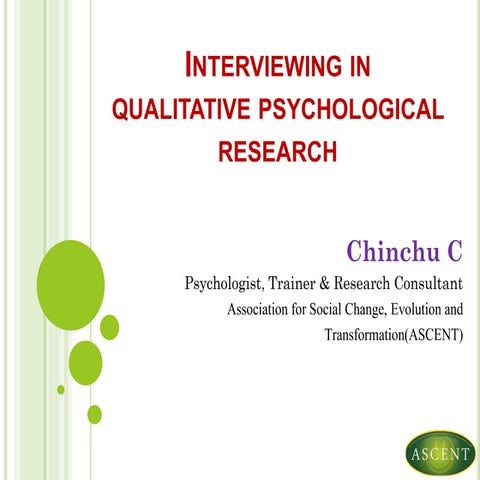 Interviewing in qualitative psychology research | PPT