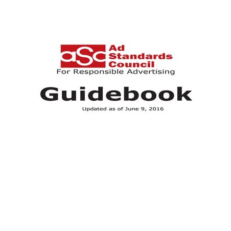 Ad Standards Council (Philippines) For Responsible Advertising Guidebook (as ...