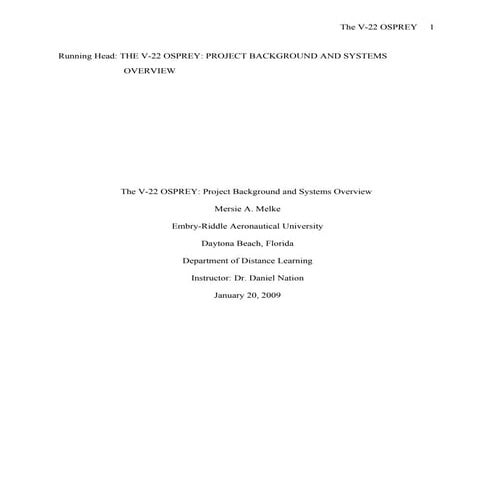 V-22 Osprey program history and systems overview