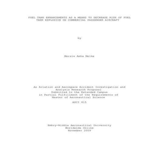 Fuel tank enhancements as a means to decrease risk of fuel tank explosion on ...
