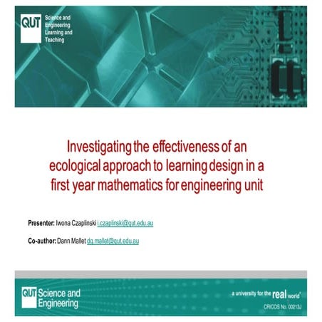 Investigating the effectiveness of an ecological approach to learning design ...