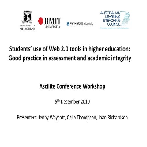 Ascilite workshop web 2 assessment slideshare