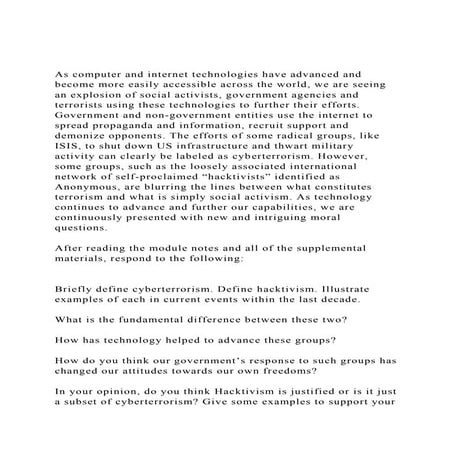 As computer and internet technologies have advanced and become m.docx