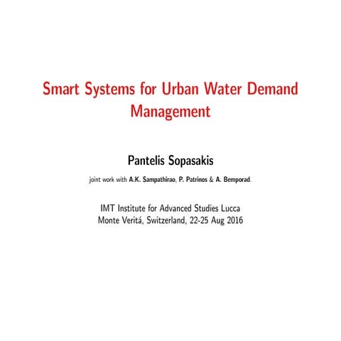 Smart Systems for Urban Water Demand Management