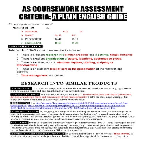 As coursework assessment criteria a plain english guide