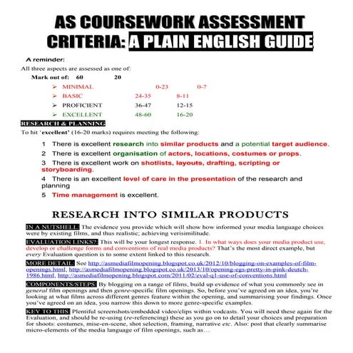 As coursework assessment criteria a plain english guide