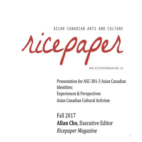 Presentation for SFU's ASC-301-3 Asian Canadian Identities: Experiences & Perspectives Class